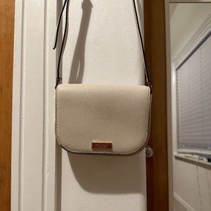 White Kate Spade cross body bag, patent leather cross hatch